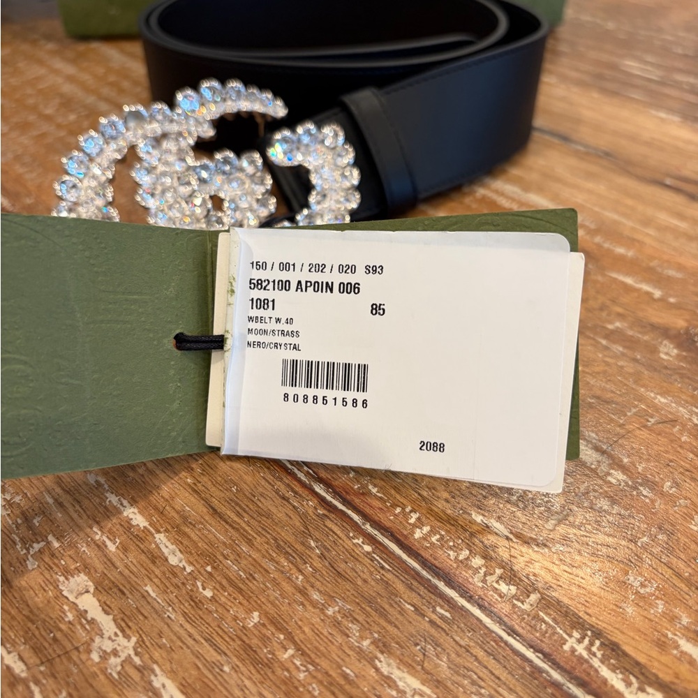 Gucci Black Belt with Crystal Buckle
